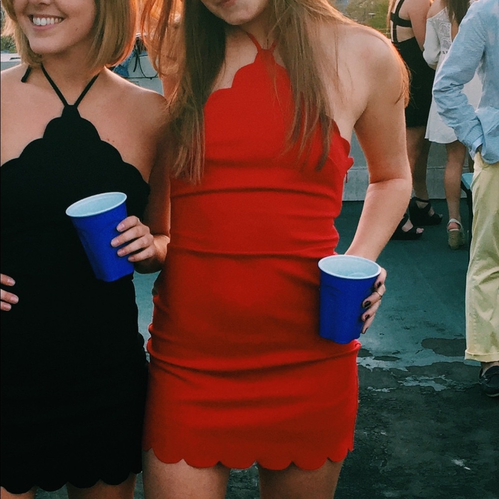 Red scalloped kimchi Blue UO bodycon mini dress